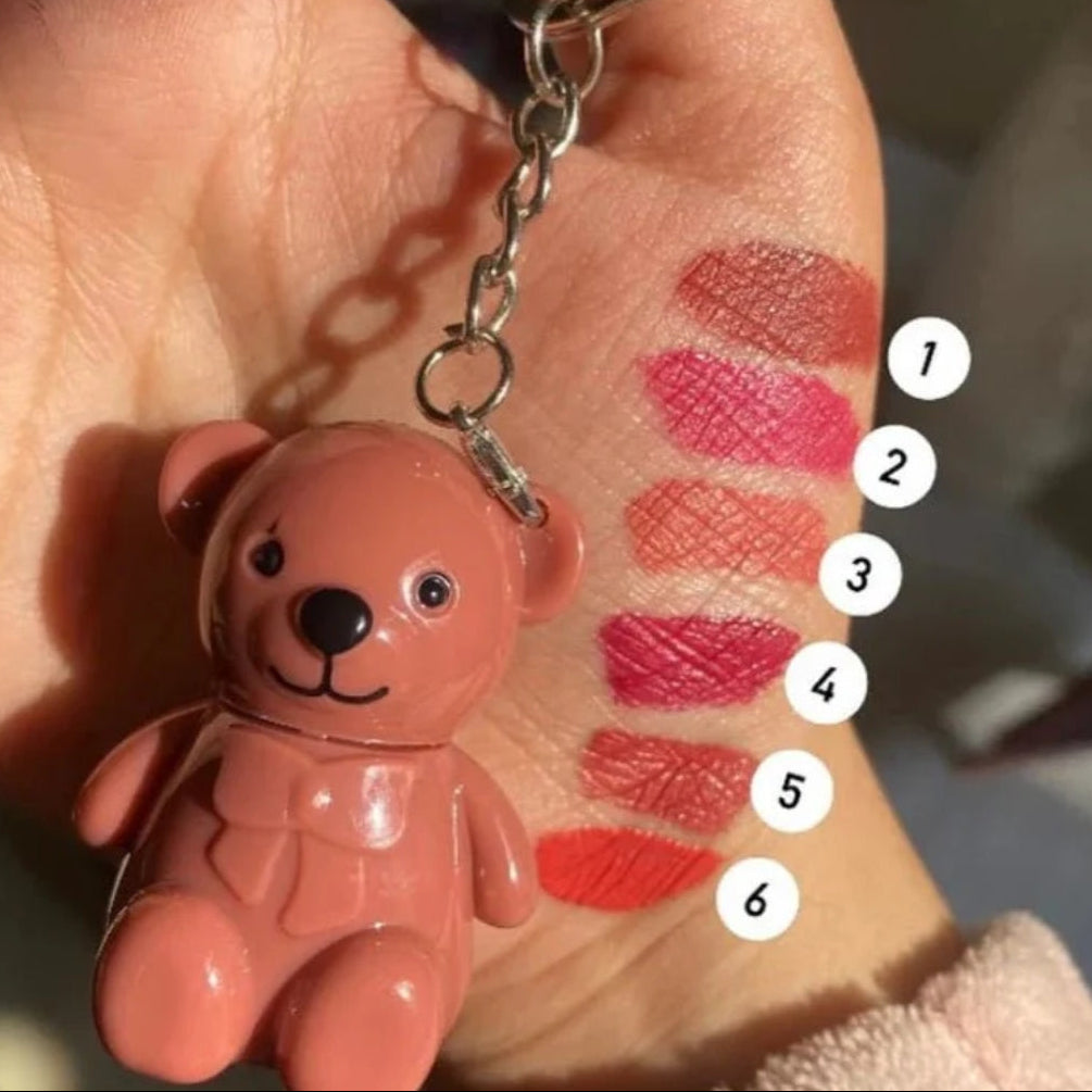 Set Of 6 Mocallure long lasting matte bear lipgloss with keyChain