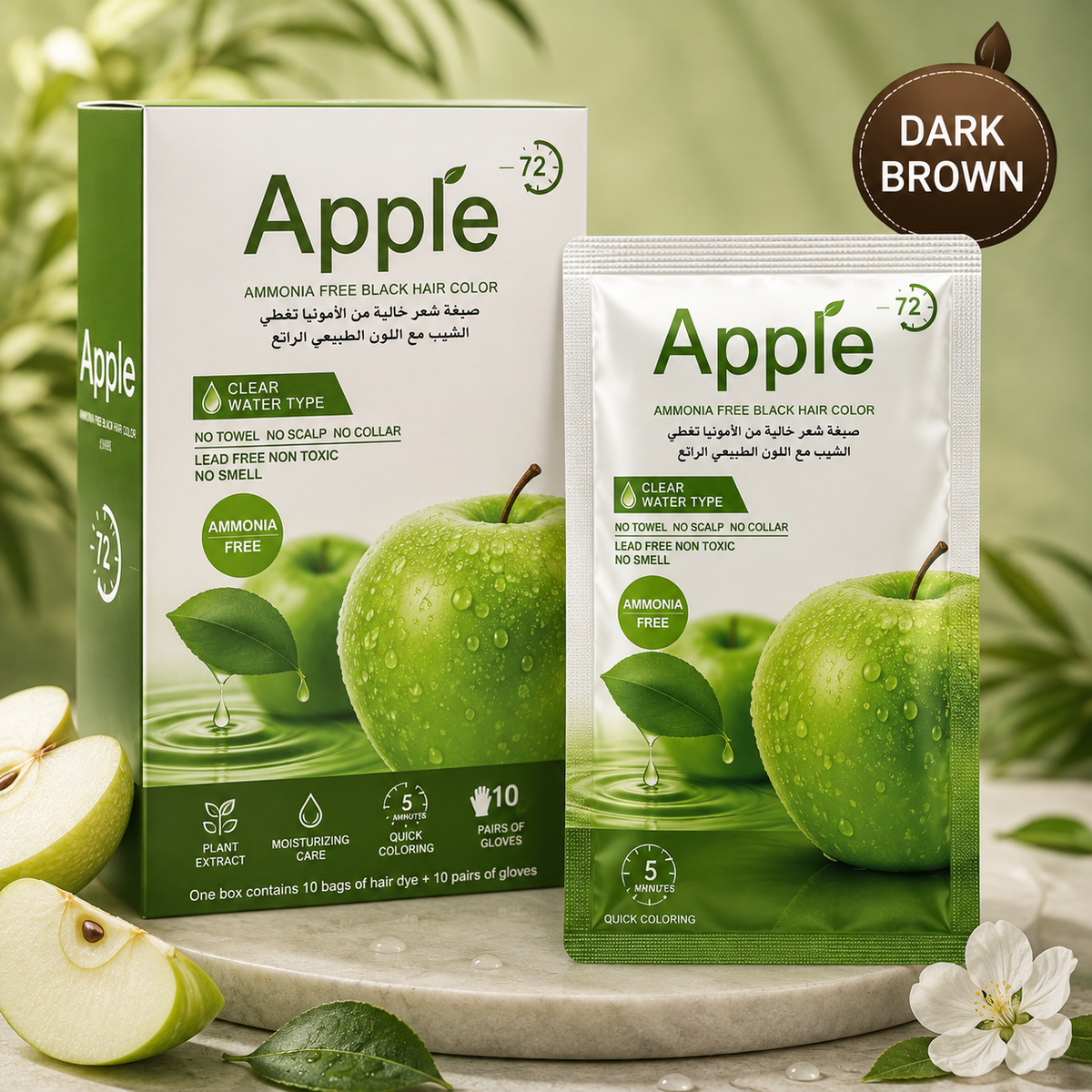 Apple Hair colour each sachet (Dark Brown colour)