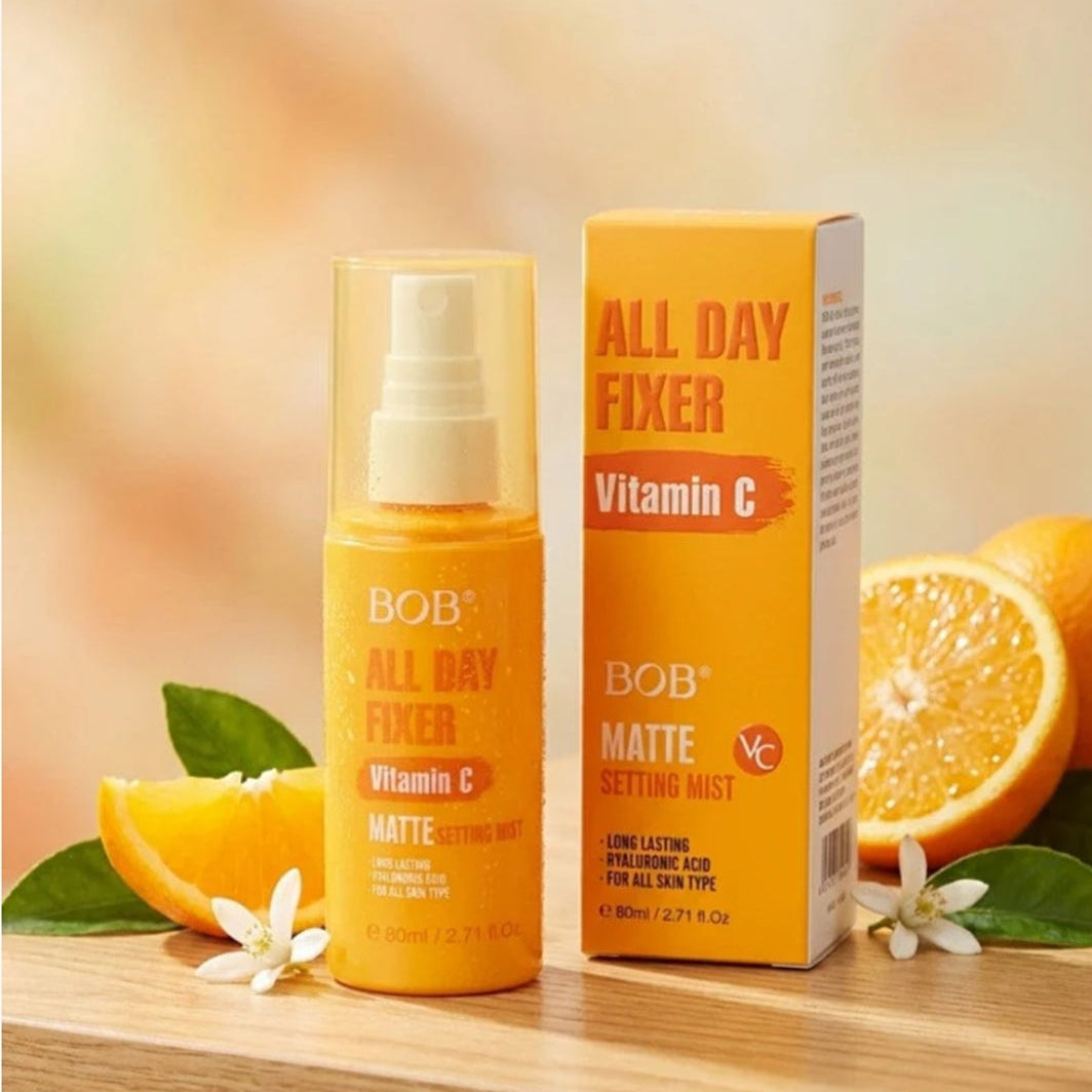 BOB all day fixer setting mist - vitamin C matte & hyaluronic acid dewy makeup spray 80ml