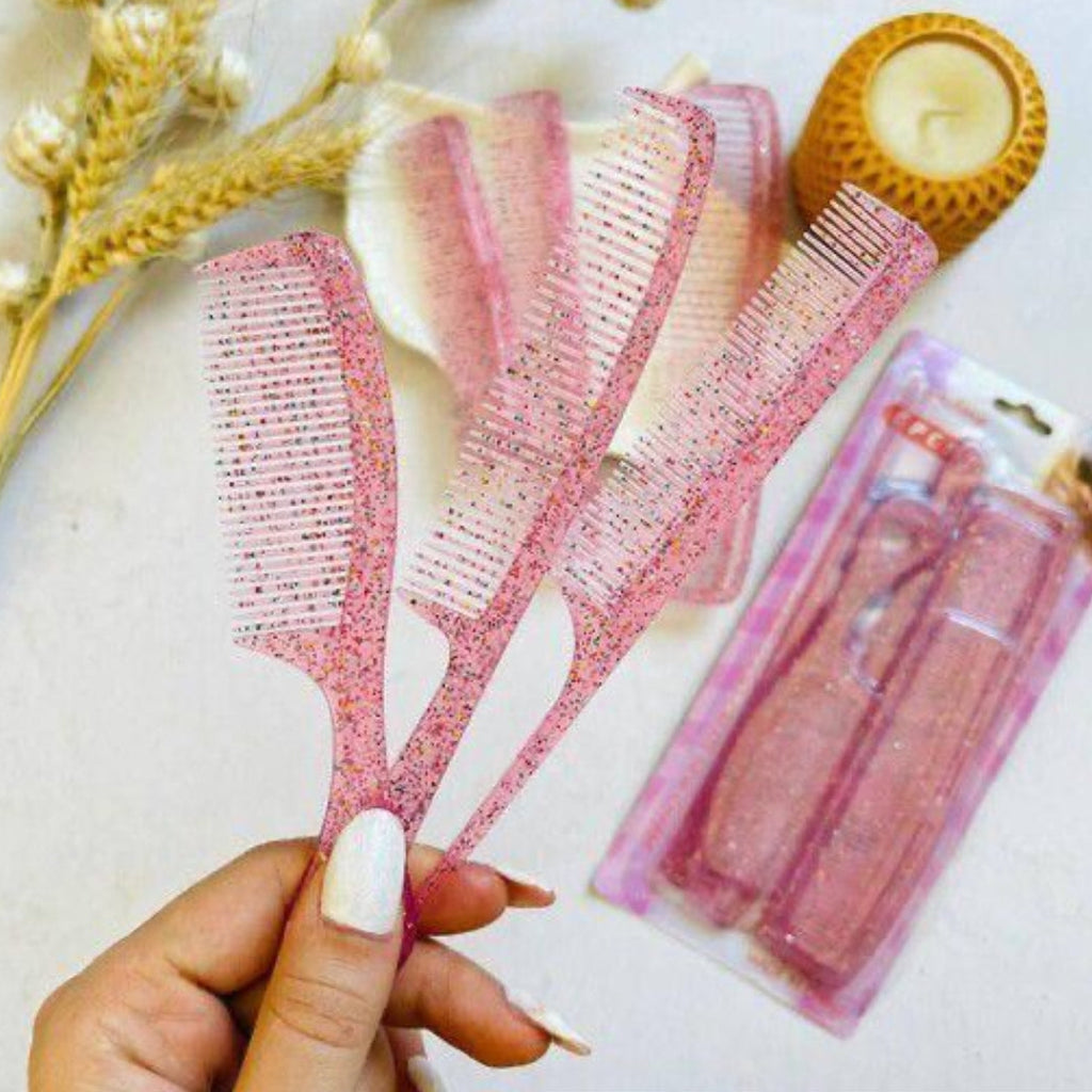 5 in 1 glitter comb set proffesional hair styling combs for girls and women