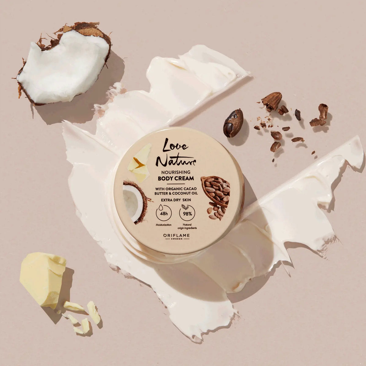 Love Nature Nourishing Body Cream with Organic Cacao Butter & Coconut Oil