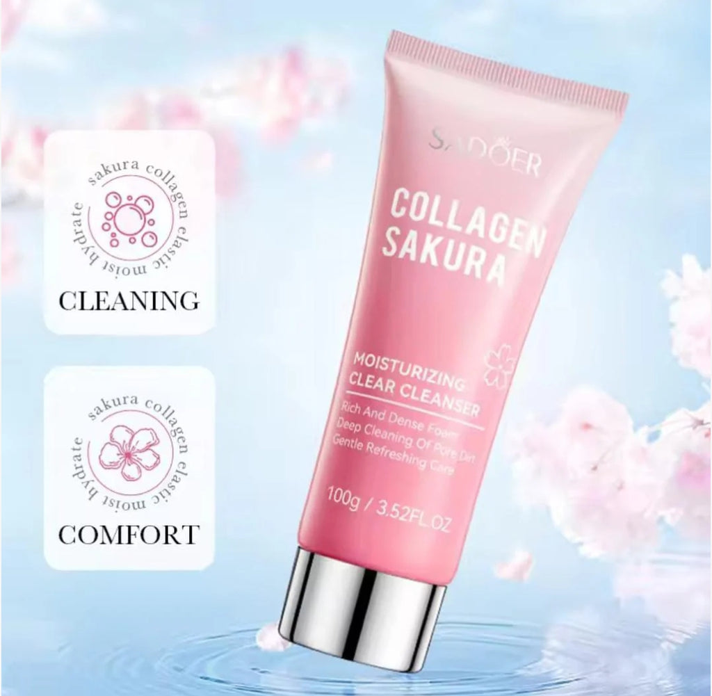 Sadoer collagen sakura moisturizing clear face cleanser face wash 100g
