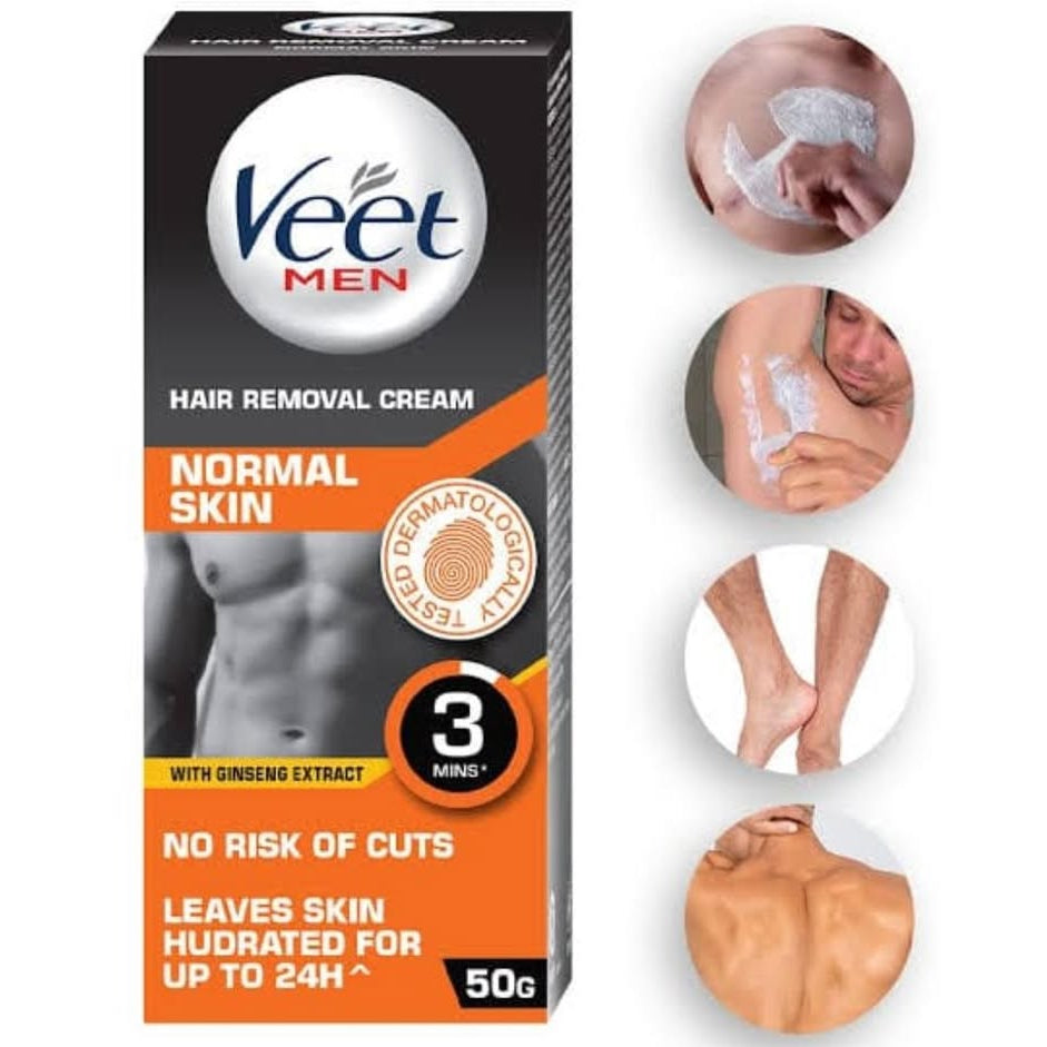 Veet Men hair removal cream - Normal Skin (Chest & Body) with Ginseng extract 50g